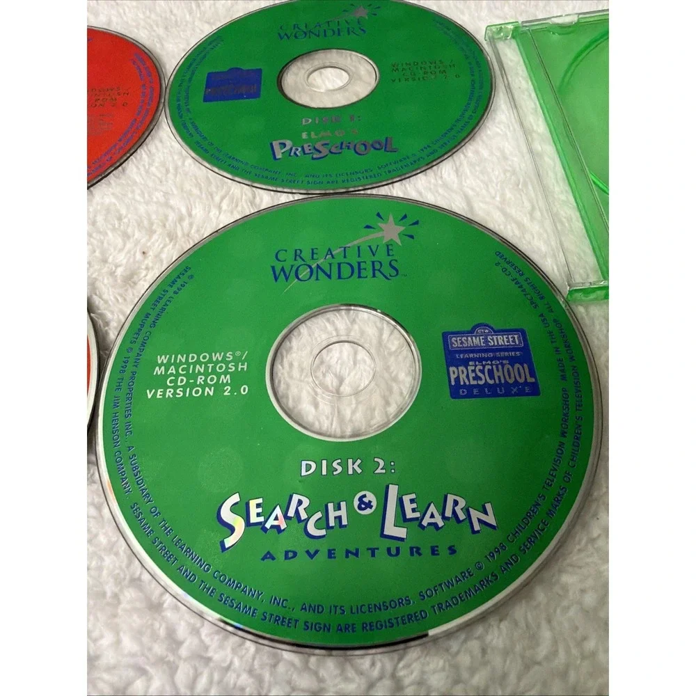 Sesame Street Elmo's Preschool & Toddlers Deluxe 4 PC CD ROM HTF Creative Wonder